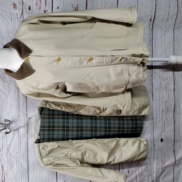 L.L.Bean barn coat cream lined sz medium petite 2 pc - Picture 13 of 16